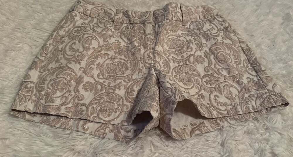 Ann Taylor LOFT Metallic Damask Jacquard Shorts Size 00